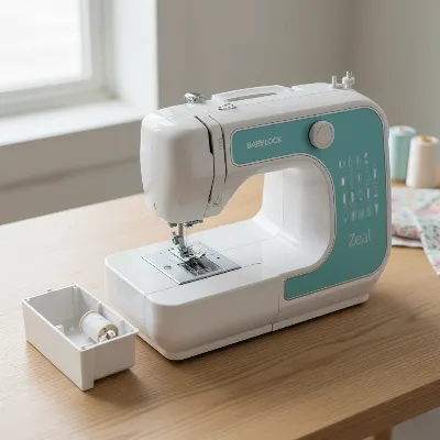 Baby Lock Zeal mechanical sewing machine with its key features highlighted for home users